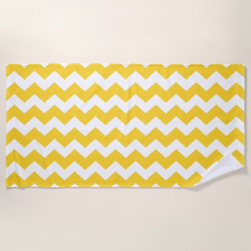 Yellow Zigzag Striped Beach Towel