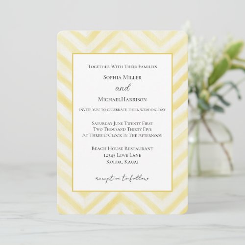 Yellow Zigzag Stripes Wedding   Invitation