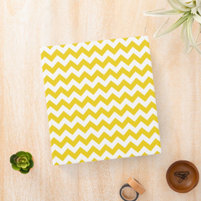 Yellow Zigzag, Yellow Chevron, Geometric Pattern 3 Ring Binder (In Situ)