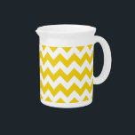 Yellow Zigzag, Yellow Chevron, Geometric Pattern Beverage Pitcher<br><div class="desc">Elegant,  stylish and sophisticated zigzag (chevron) pattern in yellow and white color. Modern and trendy gift,  perfect for the zigzag lover in your life.</div>