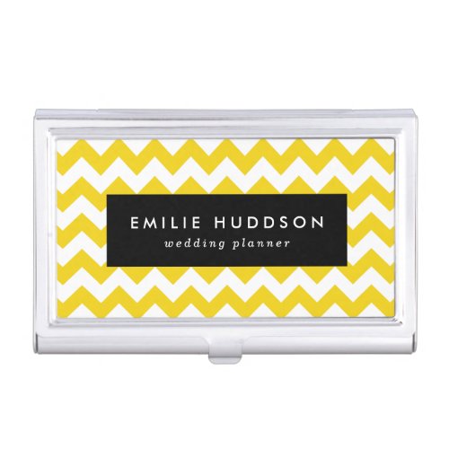 Yellow Zigzag Yellow Chevron Geometric Pattern Business Card Case