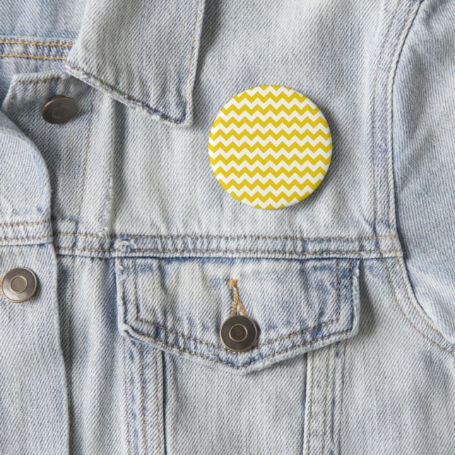 Yellow Zigzag, Yellow Chevron, Geometric Pattern Button (In Situ)