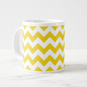 Yellow Zigzag, Yellow Chevron, Geometric Pattern Giant Coffee Mug