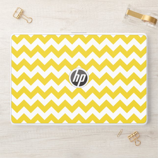 Yellow Zigzag, Yellow Chevron, Geometric Pattern HP Laptop Skin (Desk)