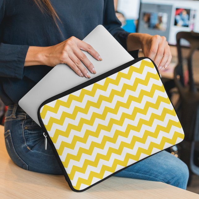 Yellow Zigzag, Yellow Chevron, Geometric Pattern Laptop Sleeve (Creator Uploaded)