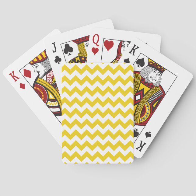 Yellow Zigzag, Yellow Chevron, Geometric Pattern Poker Cards (Back)