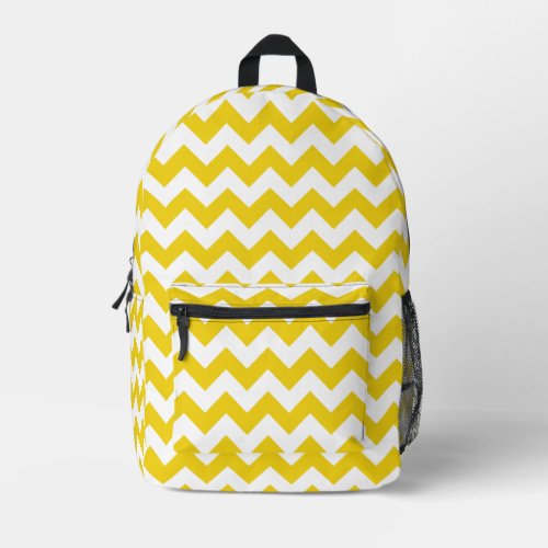 Yellow Zigzag Yellow Chevron Geometric Pattern Printed Backpack