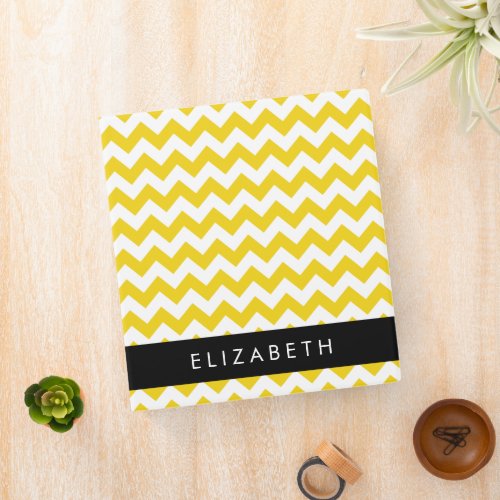 Yellow Zigzag Yellow Chevron Your Name 3 Ring Binder