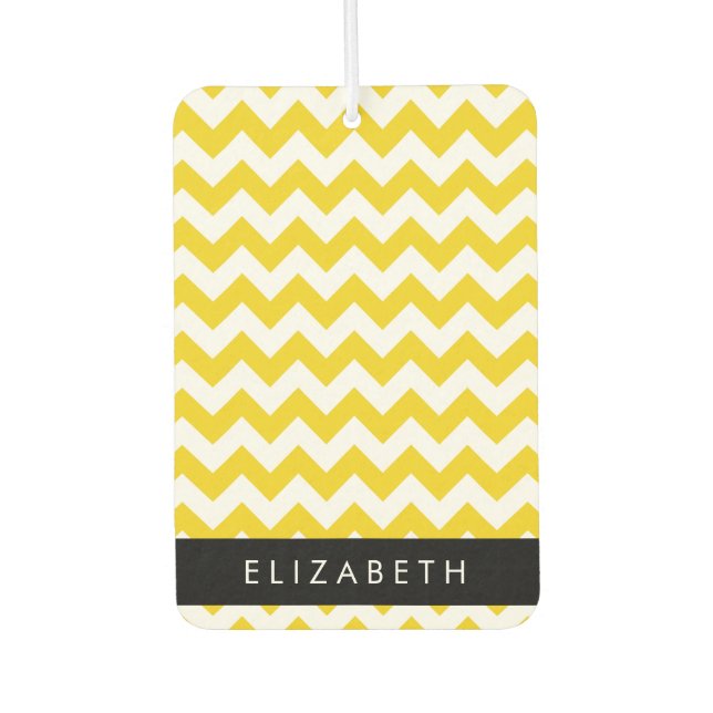 Yellow Zigzag, Yellow Chevron, Your Name Air Freshener (Front)