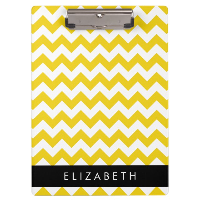 Yellow Zigzag, Yellow Chevron, Your Name Clipboard (Front)