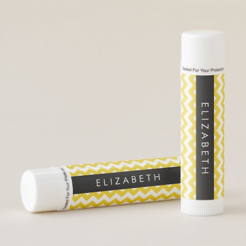 Yellow Zigzag Yellow Chevron Your Name Lip Balm