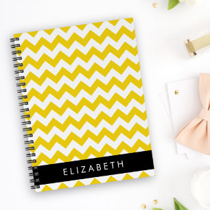 Yellow Zigzag, Yellow Chevron, Your Name Notebook