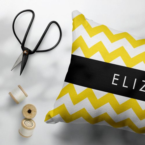 Yellow Zigzag Yellow Chevron Your Name Pillow Case