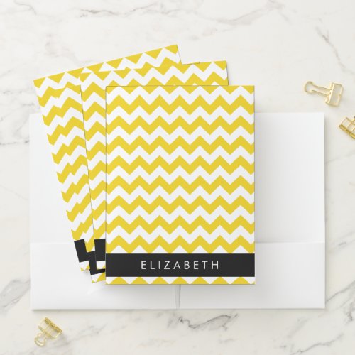 Yellow Zigzag Yellow Chevron Your Name Pocket Folder
