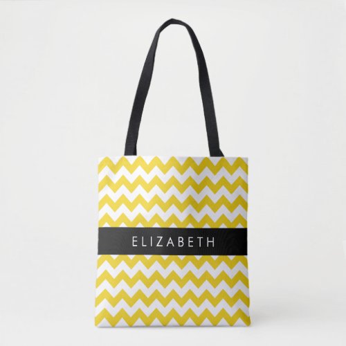 Yellow Zigzag Yellow Chevron Your Name Tote Bag