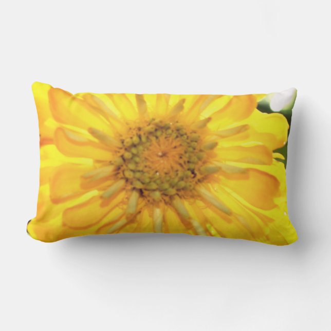 Yellow Zinnia Lumbar Pillow (Front)