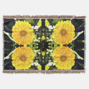 Yellow Zinnia Throw Blanket