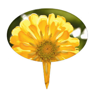Yellow zinnia, yellow daisy, yellow flower cake topper