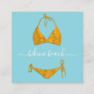 YellowBikini Lingerie Beach Costume Underwear Shop Square Business Card