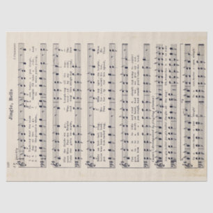 Yellowed Jingle Bells Tissue Paper and Decoupage