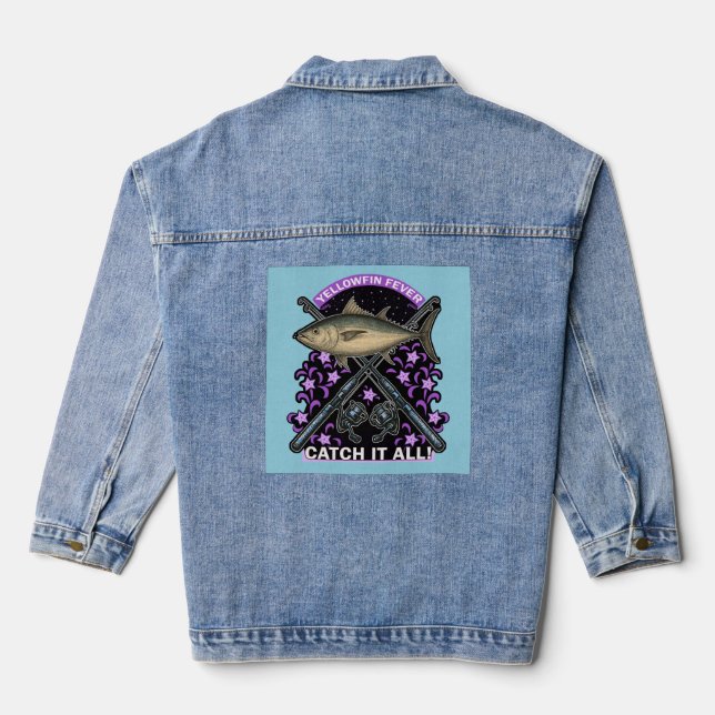 Yellowfin Tuna fish Denim Jacket (Back)