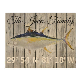 Yellowfin Tuna Welcome Sign with GPS Coordinates