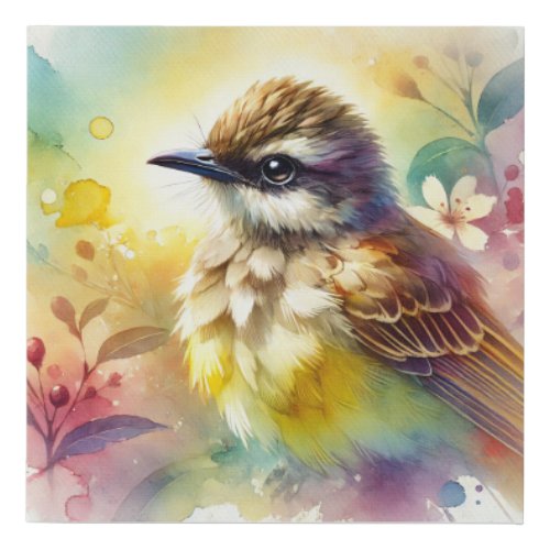 Yellowfronted Fulvetta 050724AREF107 _ Watercolor Faux Canvas Print