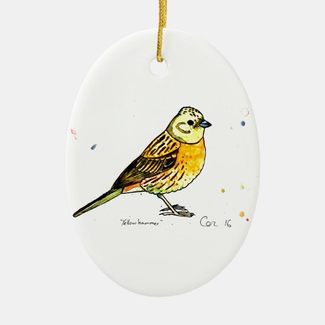 Yellowhammer bird ceramic ornament (Front)
