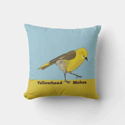 Yellowhead Mohua Throw Pillow