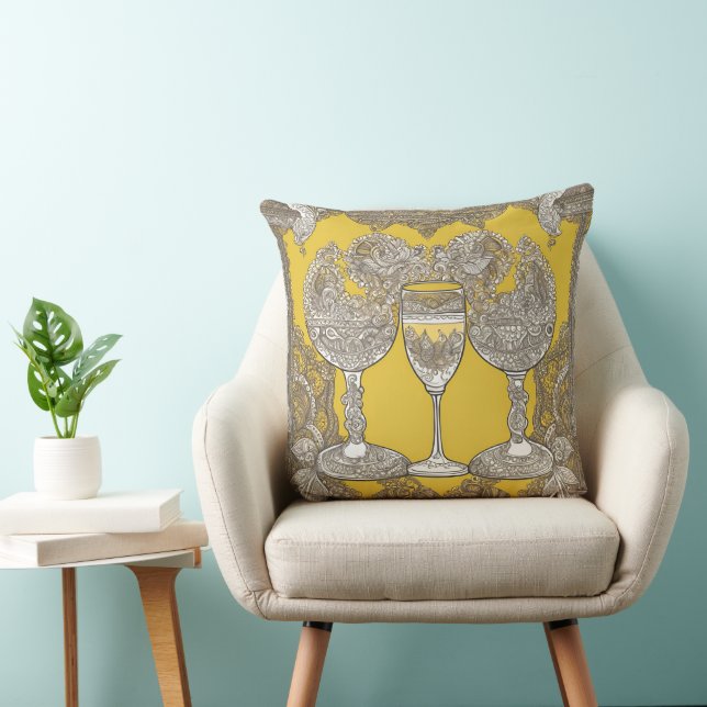 Yellowing on Lace AI art  Throw Pillow (Chair)