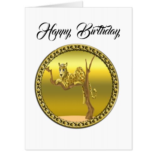 yellowish brown cartoon spotted leopard card