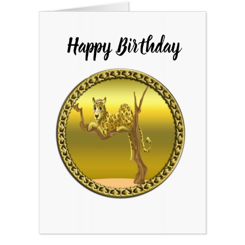 yellowish brown cartoon spotted leopard card