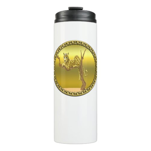 yellowish brown cartoon spotted leopard thermal tumbler