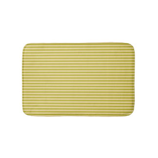 Yellowish Green and Buttercream Color Stripes Bath Mat