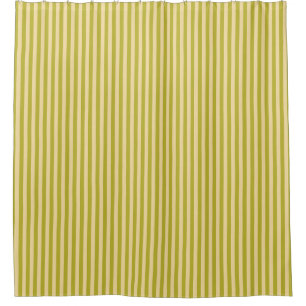 Yellowish Green and Buttercream Color Stripes Shower Curtain