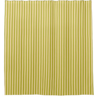 Yellowish Green and Buttercream Color Stripes Shower Curtain