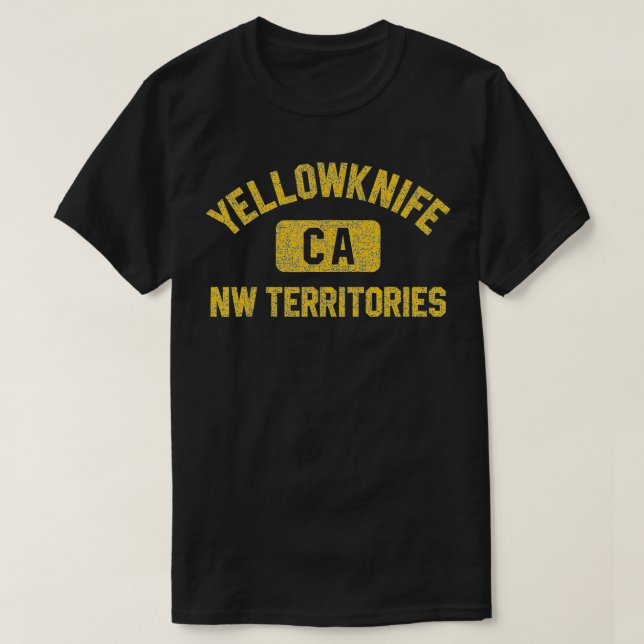 Yellowknife Canada CA Gym Style Distressed Amber P T-Shirt (Design Front)