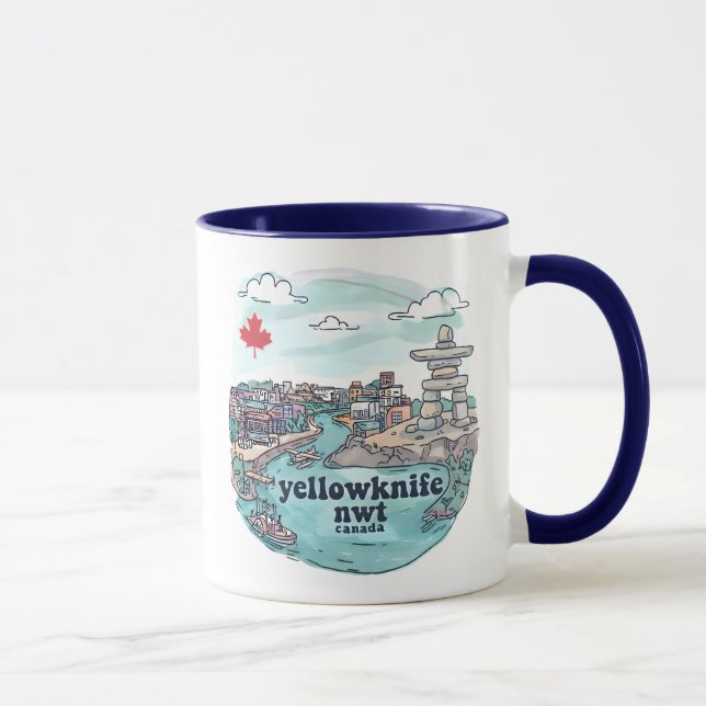 Yellowknife NWT Canada Cute Pastel Skyline  Mug (Right)