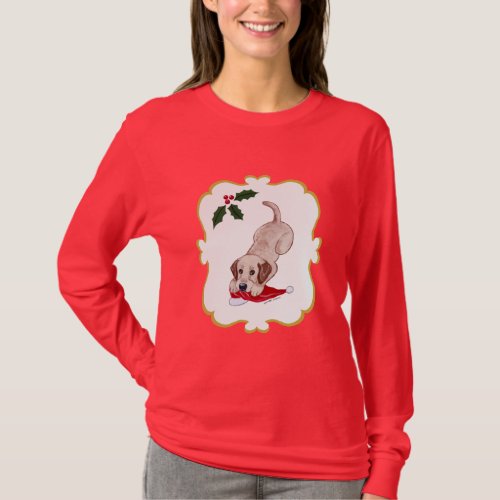 YellowLabrador Puppy  Santa Hat Christmas T_Shirt