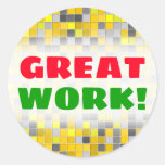 [ Thumbnail: Yellows and Grays Tiled Squares Pattern Sticker ]