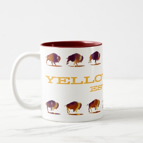 Yellowstone Bison Running Two_Tone Coffee Mug