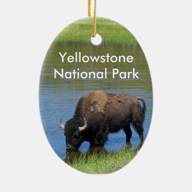 Yellowstone Buffalo Souvenir Ceramic Ornament (Back)