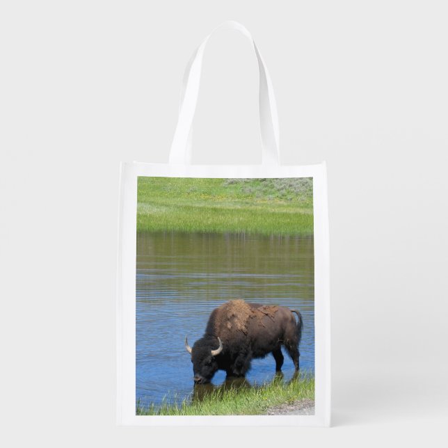 Yellowstone Buffalo Souvenir Grocery Bag (Back)