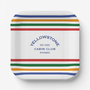 Yellowstone Cabin Club Custom Crest Park Stripe Paper Plates