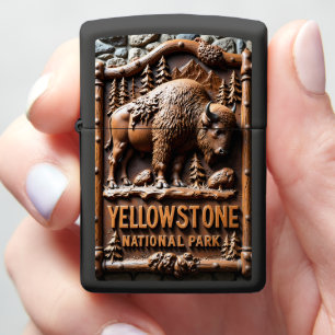 Yellowstone Carved Wood Bison Plaque Zippo Lighter