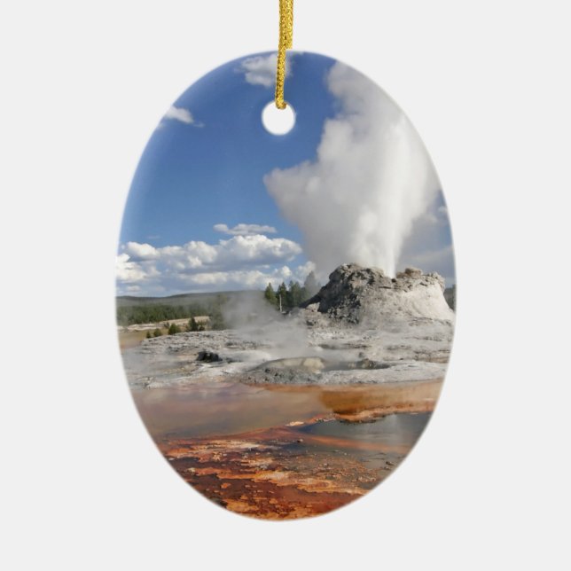 YELLOWSTONE CASTLE GEYSER CERAMIC ORNAMENT (Front)