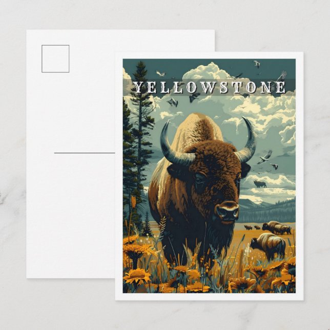 Yellowstone Classic Art Retro Vintage Travel Postcard (Front/Back)