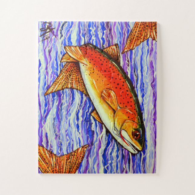 Yellowstone Cutthroat Trout Fish Fishing Stream Jigsaw Puzzle (Vertical)