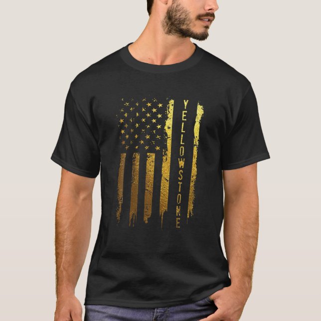 Yellowstone Distressed American Flag T-Shirt (Front)