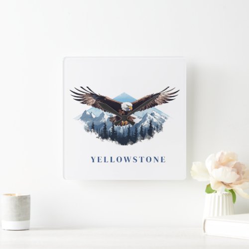 Yellowstone Eagle Square Wall Clock